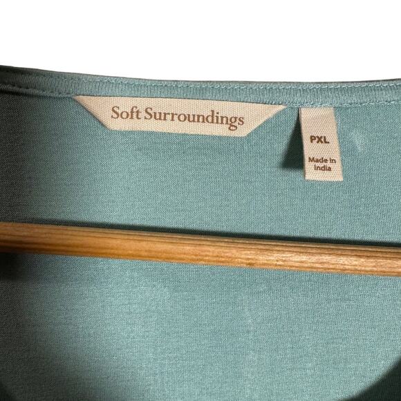 Soft Surroundings Belcaro Embroidered Tunic Petite XL Boho Top Teal - Picture 3 of 6